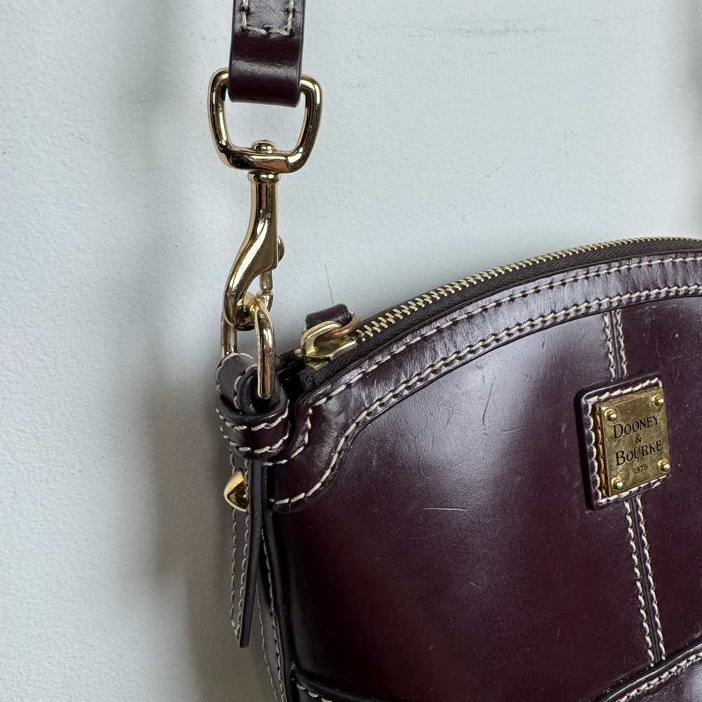 Dooney & Bourke Burgundy Small Domed Crossbody Leather Bag - Picture 3 of 8